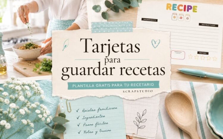 Tarjetas para guardar recetas: plantilla gratis para crear tu recetario