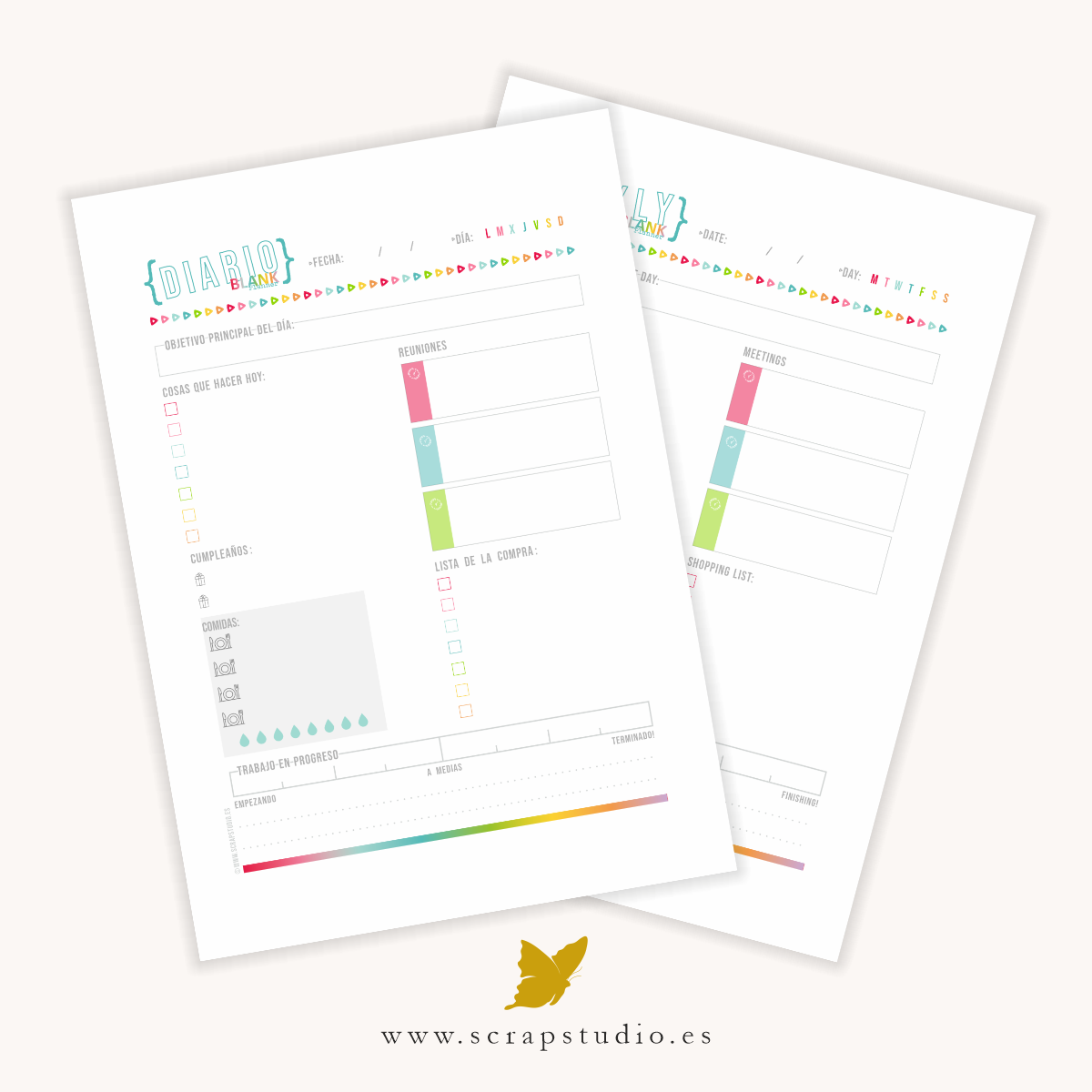planner sin fecha imprimible con páginas de organización en formato A4 y A5