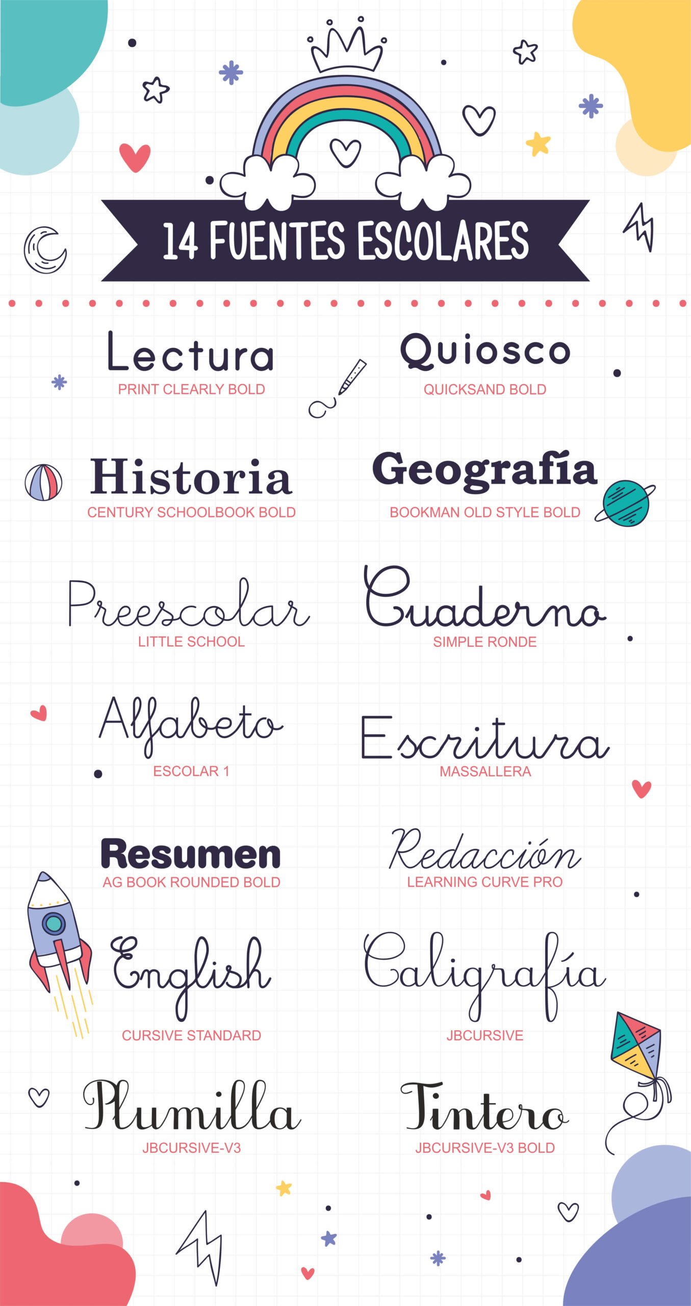 fuentes escolares gratis para diseño infantil y materiales educativos